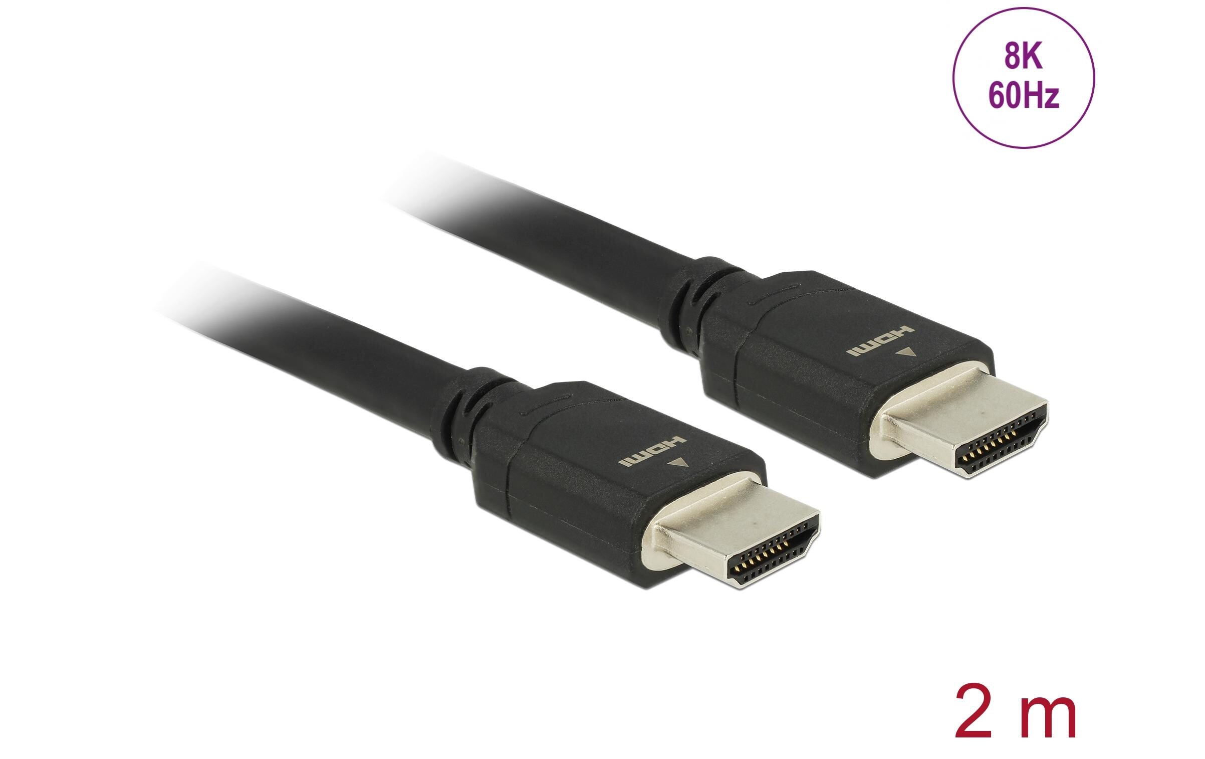 Kabel 8K 60Hz HDMI - HDMI, 2 m, SchwarzDelock Ultra High Speed HDMI Kabel 48 Gbps 8K 60 Hz 2 m
