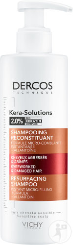 Vichy Dercos Kera-Solutions Shampoing Reconstituant Cheveux Agressés Et Abîmés Flacon Pompe 250ml