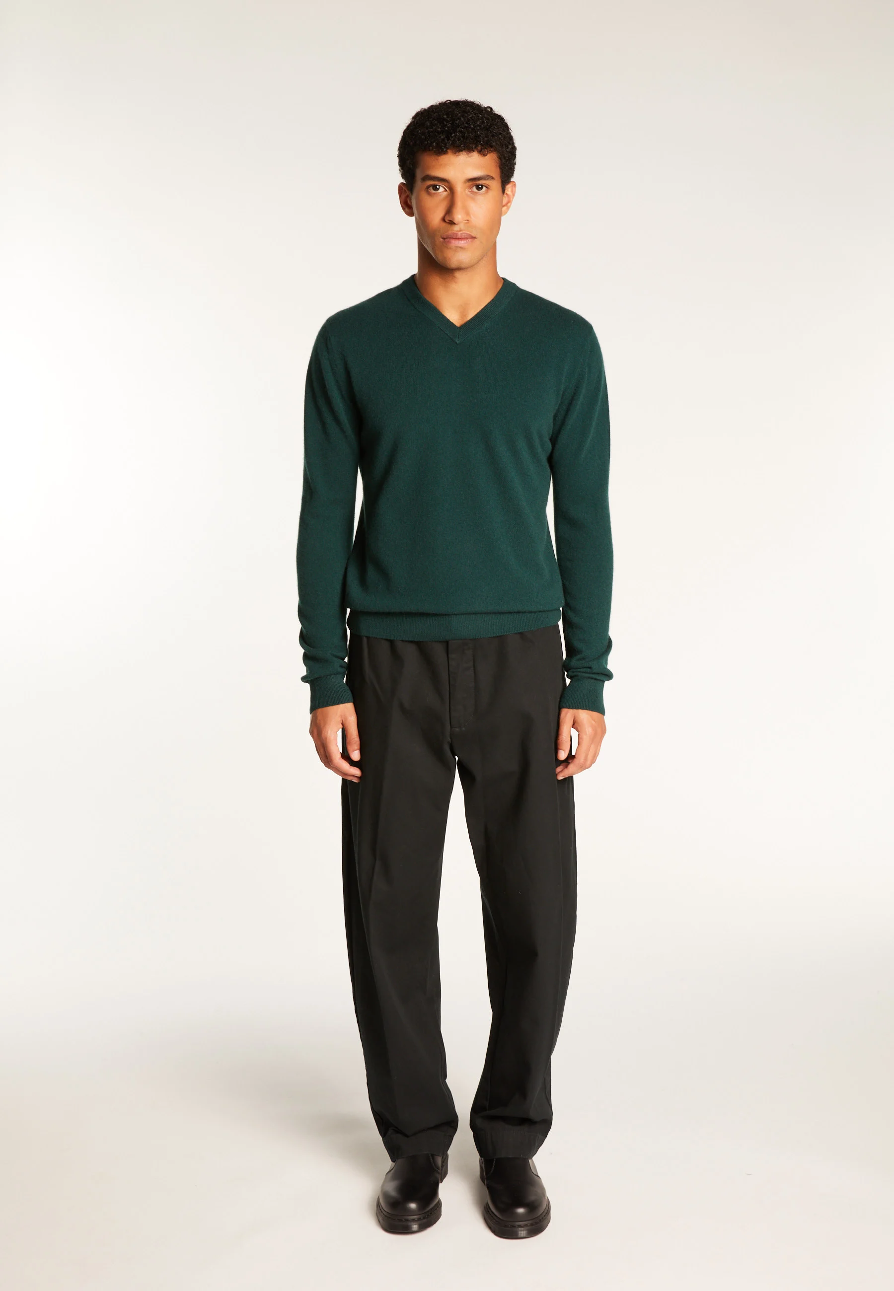 EVANNAH24 - Pull col v en cachemire | Vert