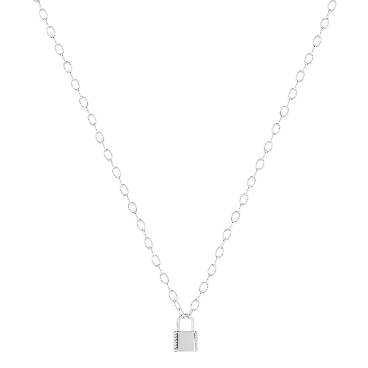 Collier argent 925, motif cadenas 45 cm