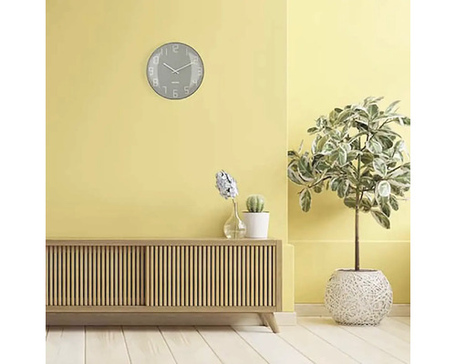 Wandklok Shade, gebogen glas, grijs kunststof, Ø 35 cm