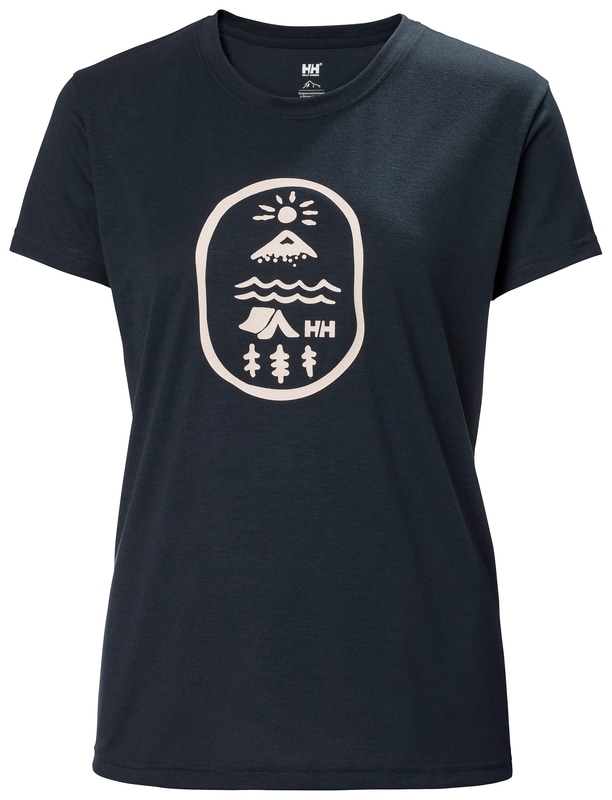 Helly Hansen Skog Recycled Graphic t-shirt, dame<br>Solbeskyttende UV-faktor 40+