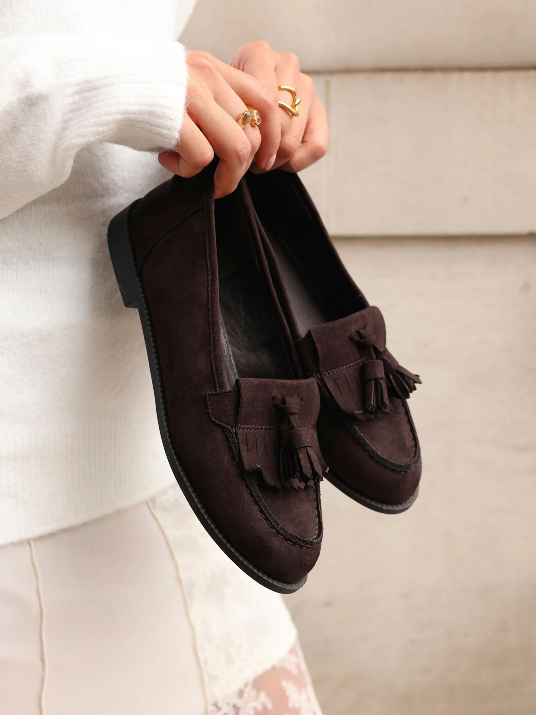 Bruin - Linzi Rosemary klassieke instaploafers met kwastjes