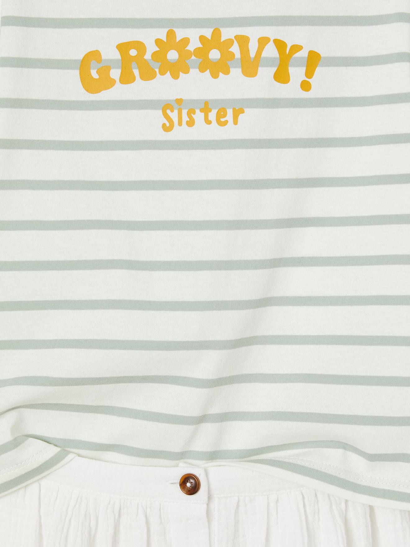 Conjunto de camiseta e saia de chiffon de algodão para menina da Clay