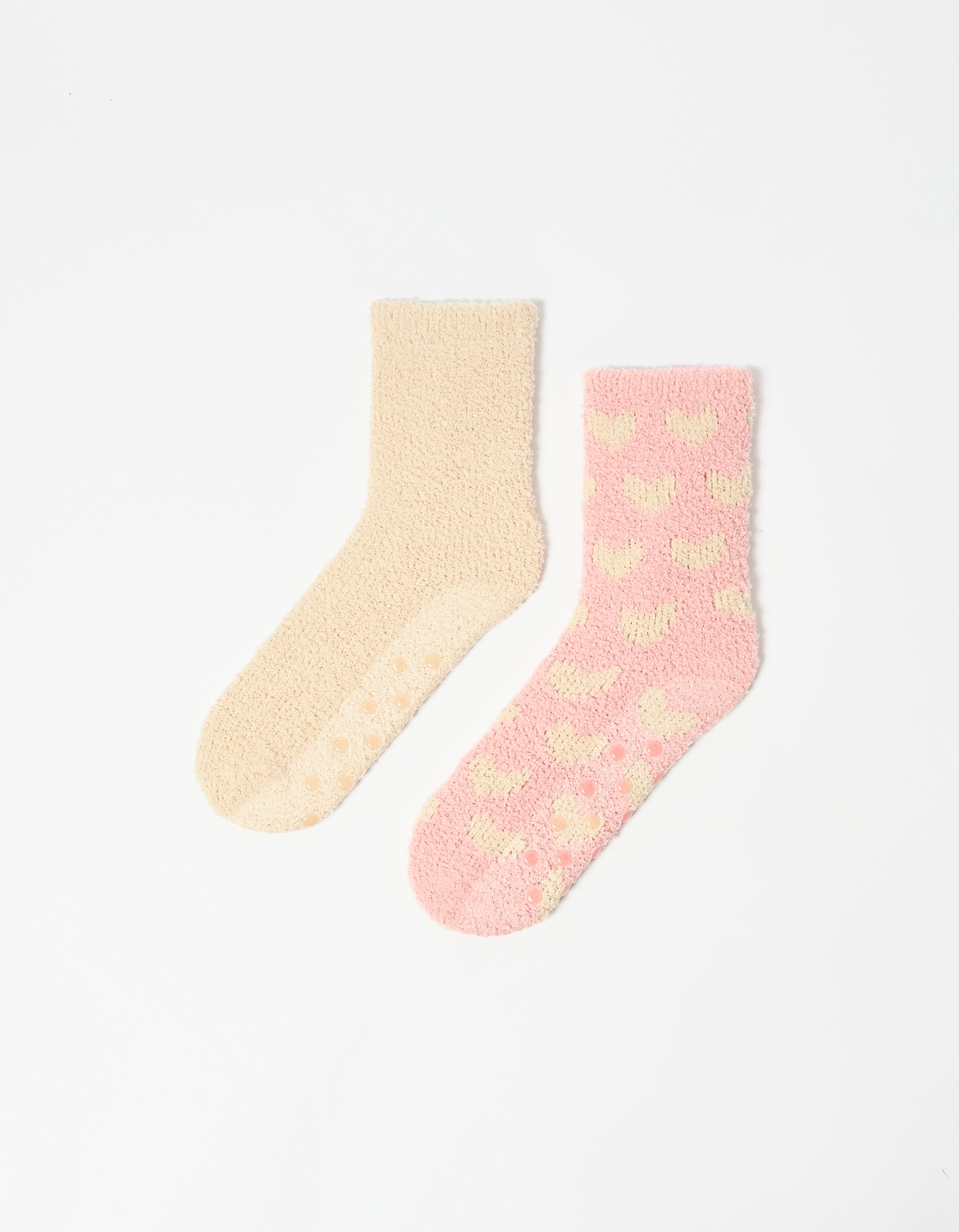 Pack 2 Pares de Meias Antiderrapantes, Mulher, Rosa