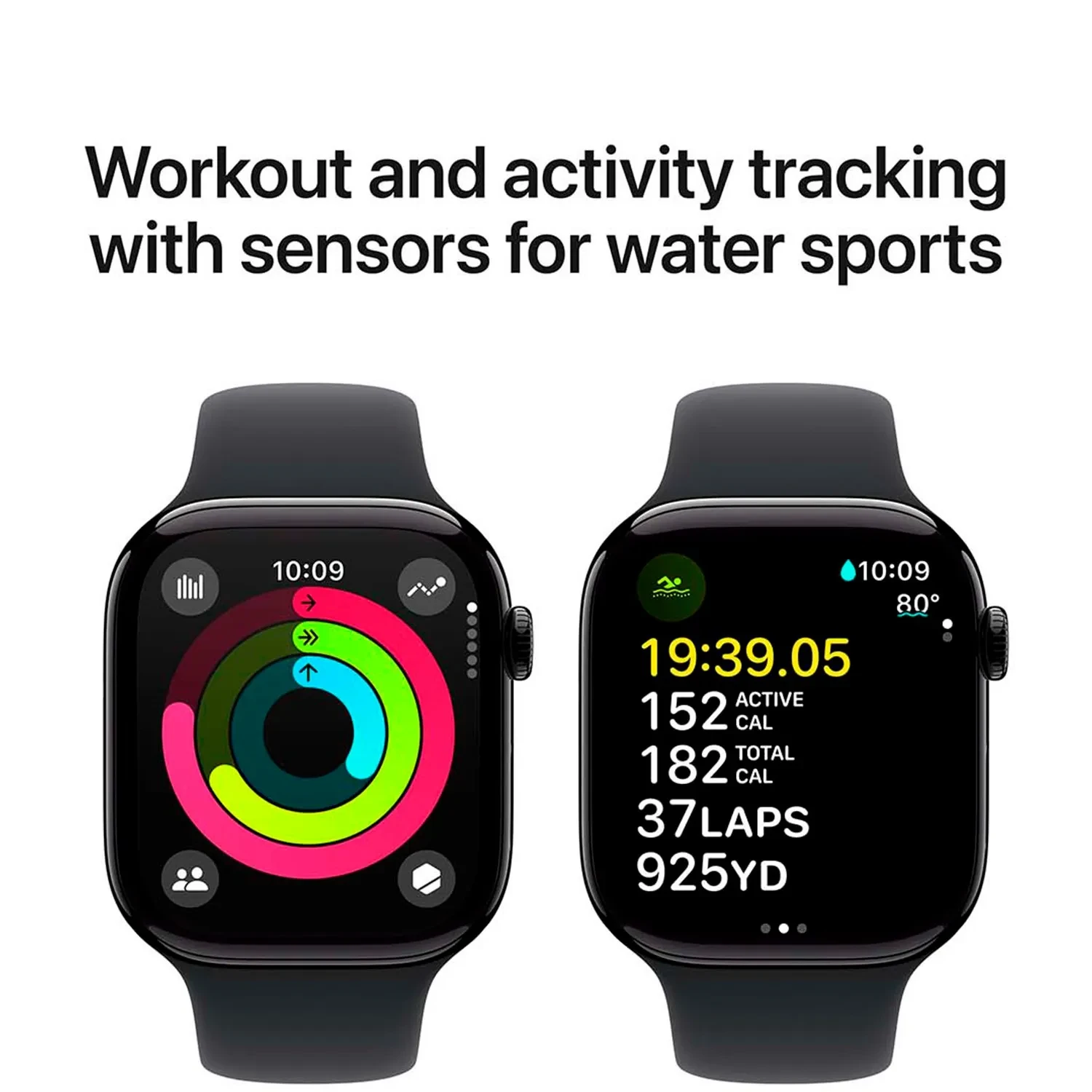 Apple Watch Series 10 GPS 46mm Jet Black Aluminium Sport Band M/L MWWQ3