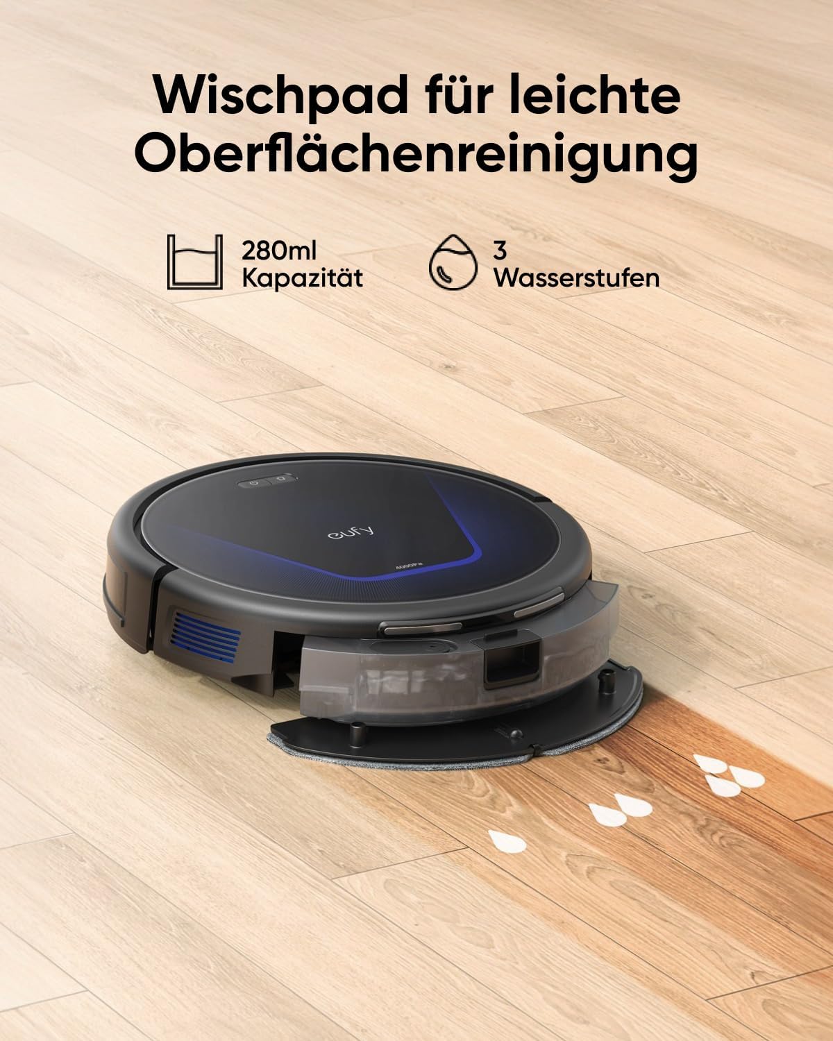 eufy G50 Hybrid Saugroboter mit Wischfunktion & 4.000Pa Starker Saugkraft, Dynamische Navigation, Pro-Entwirrkamm, Wischpad für Leichte Oberflächenreinigung, Ideal für Tierhaare & Hartböden