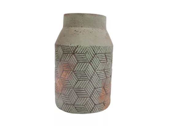 Vase en béton vert de gris Ø.15.5 x 20 cm