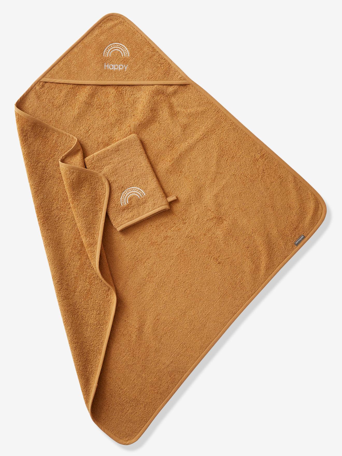Capa de banho + luva de banho personalizáveis, verde médio liso