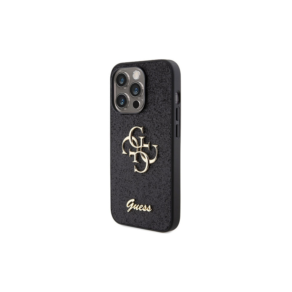 iPhone 15 Pro Hardcase Hülle Big Glitter Script (GUHCP15LHG4SGK) - Schwarz / Transparent