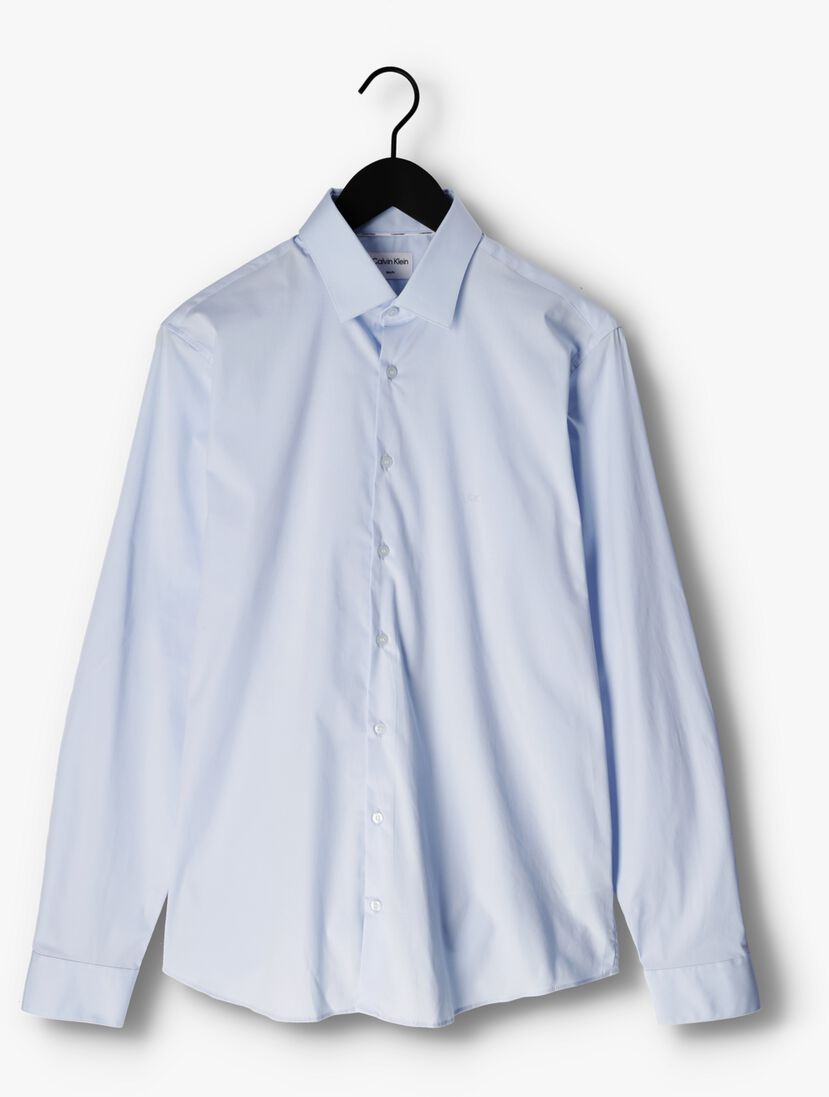 CALVIN KLEIN lichtblauwe calvin klein klassiek overhemd poplin stretch slim shirt