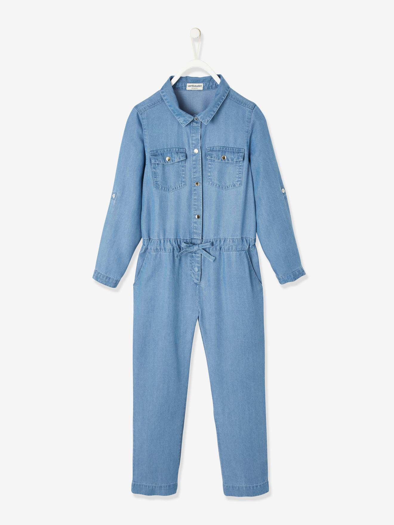 Macacão Lyocell® fluido e leve para meninas, lavagem azul escura.