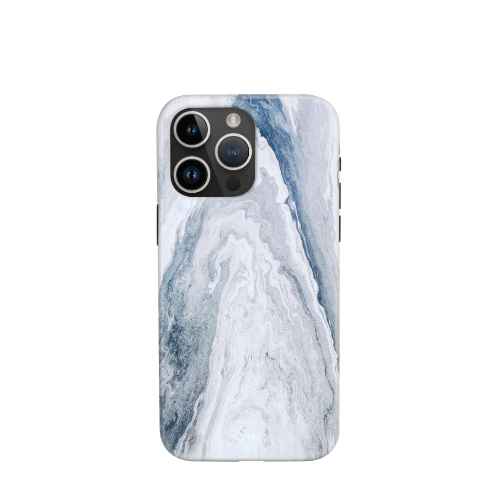 iPhone 14 Pro Max Hybrid (Kunststoff / Gummi) Hülle Marmor Fluss - Blau