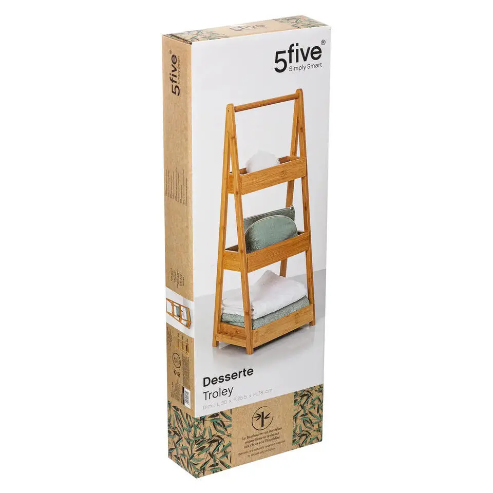 5Five Doucherekje/badkamerrekje - bamboe - 3 lagen - 30 x 78 cm