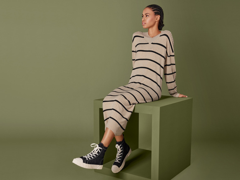 Dames midi-gebreide jurk