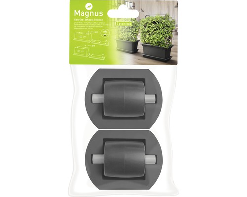 Plantenkarren (2 stuks) voor Magnus XXL bloembak of schotel, kunststof, grijs, vorstbestendig, UV-bestendig
