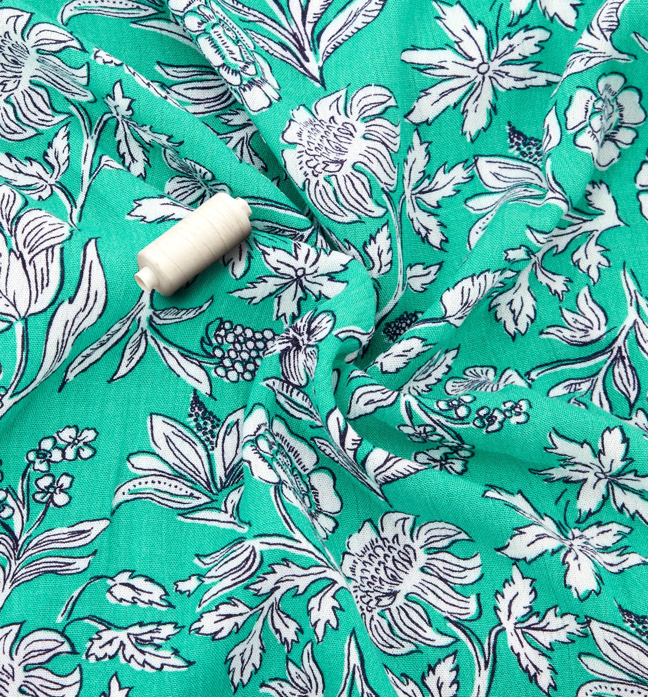 Coupon de 2 m viscose crinkle - Imprimé vert