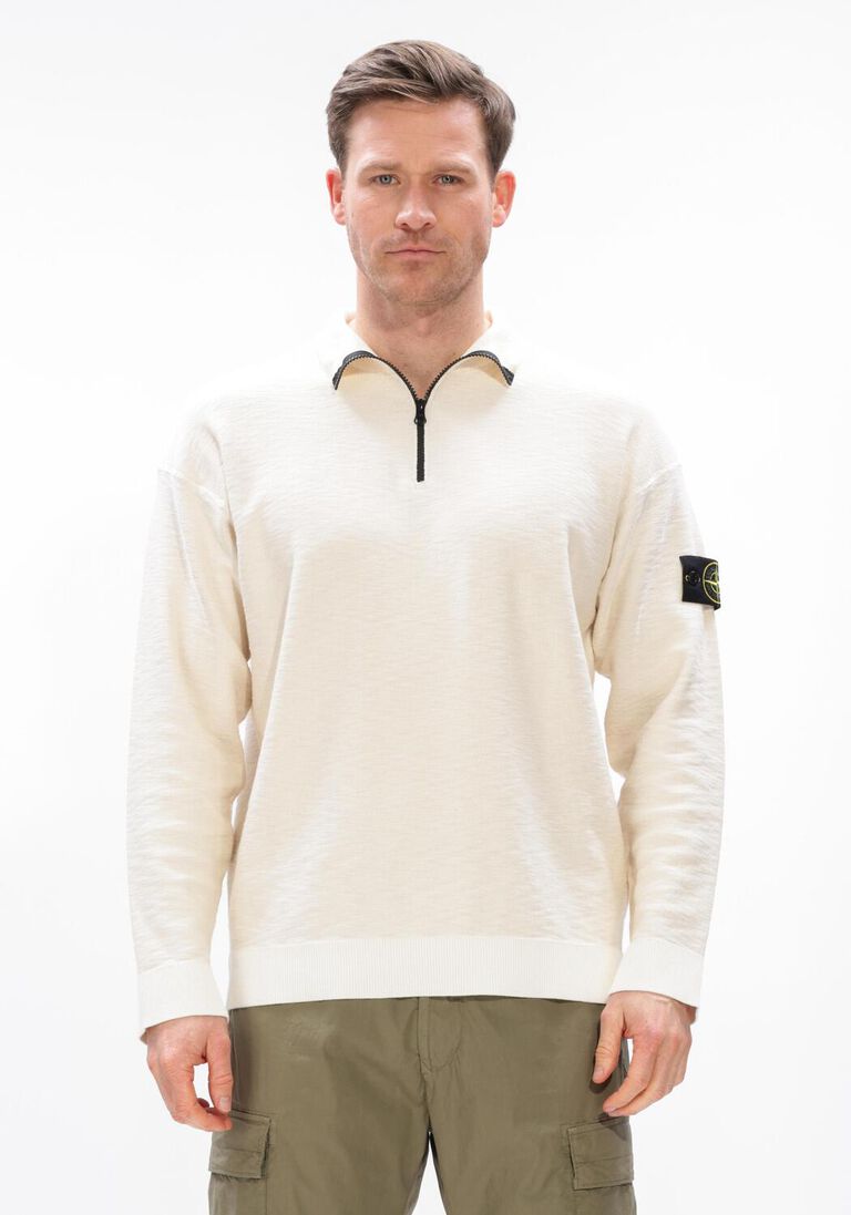 ecru stone island polo ls polo s01b0