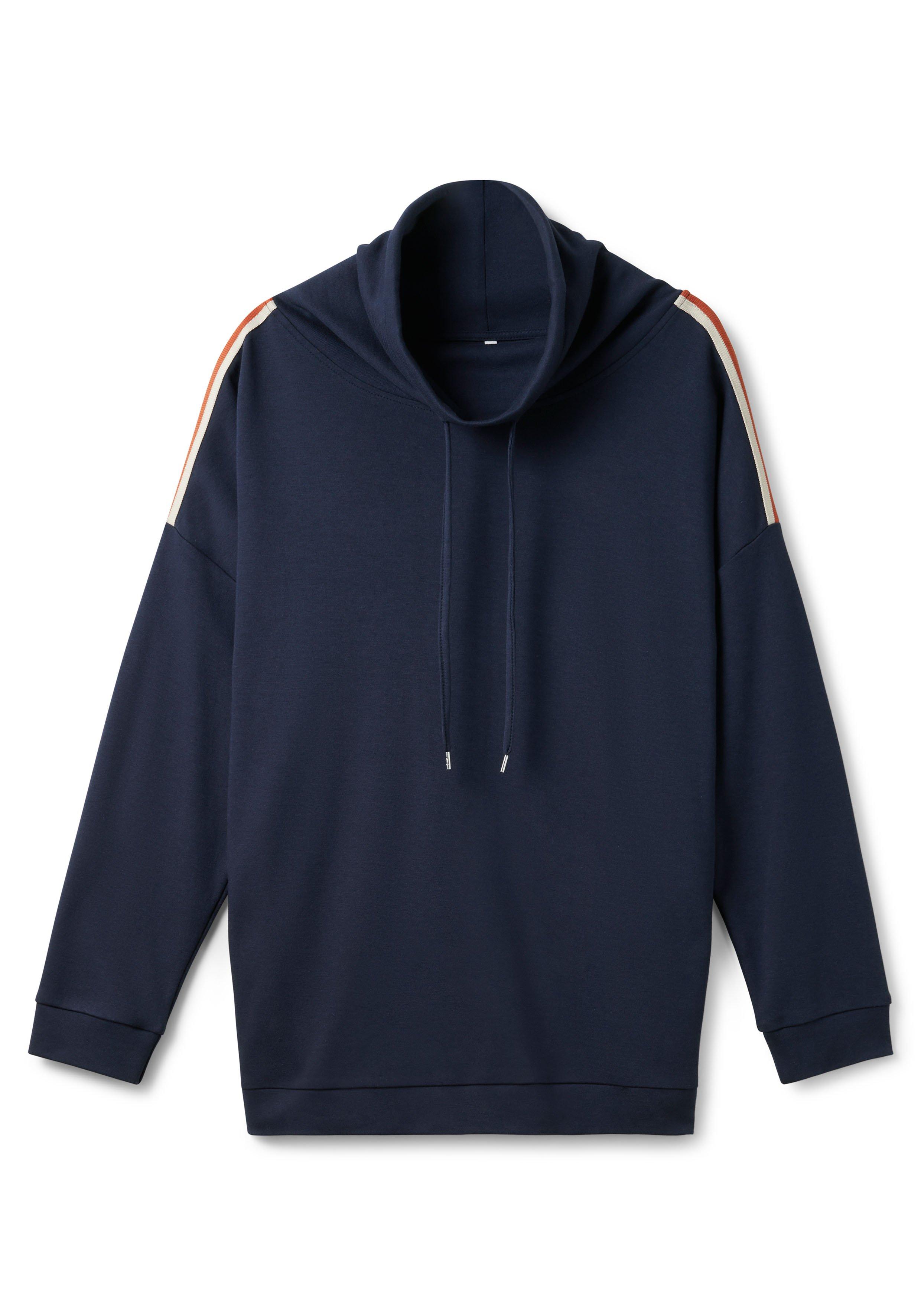Relax-Sweatshirt mit Schalkragen und Kontraststreifen