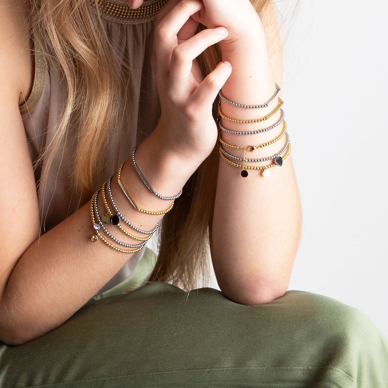 Gerecycled stalen armband bol/hart