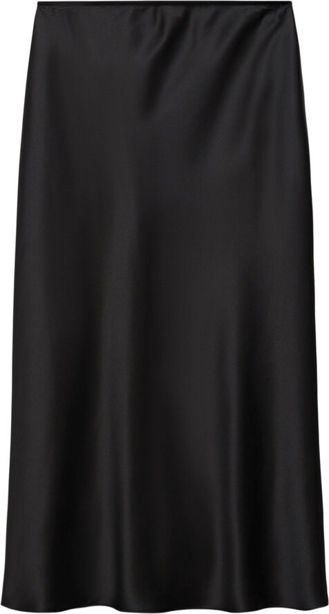 MANGO Midi satin skirt Black