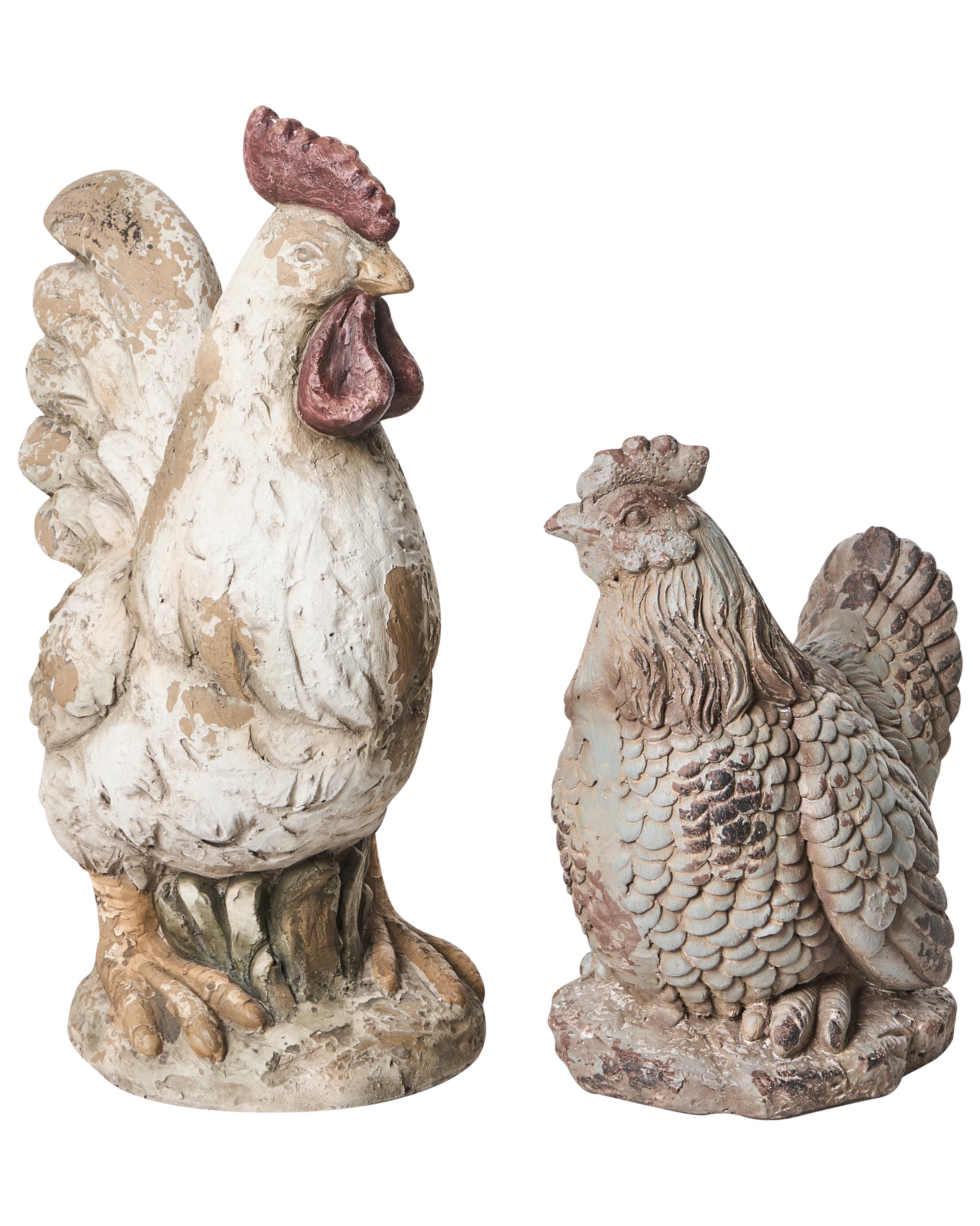 Set van 2 tuinbeelden SPECCHIA Kip Beige
