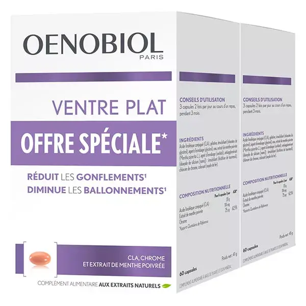 Oenobiol Flat Stomach - Embalagem com 2 x 60 cápsulas