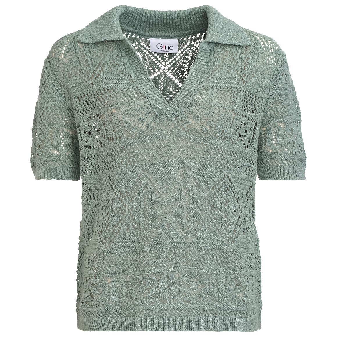 Gina Damen Strickshirt  mit Ajour-Muster dunkelgrün