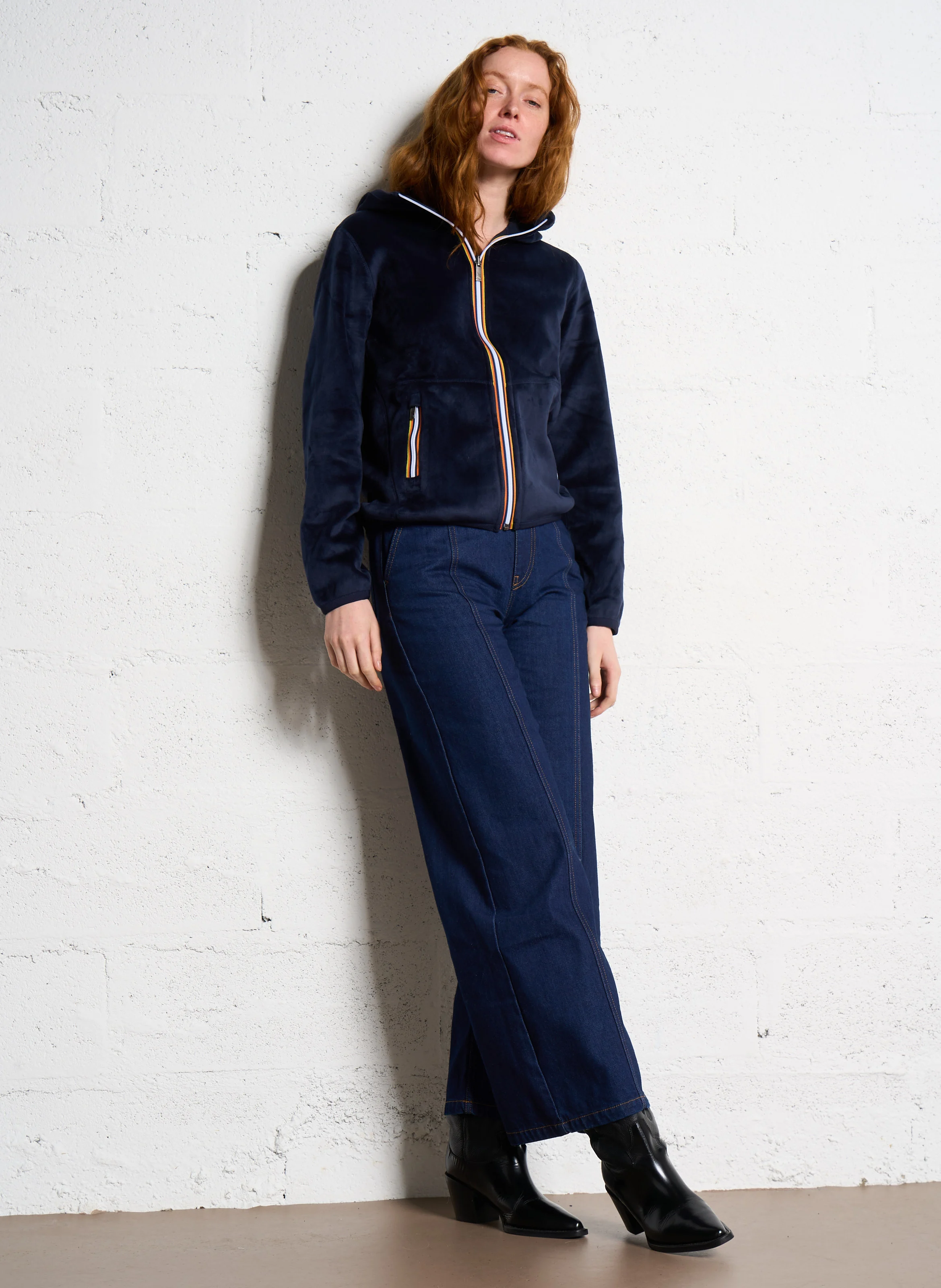 LILY VELOUR POLAR DOUBLE - Veste polaire courte réversible | Bleu