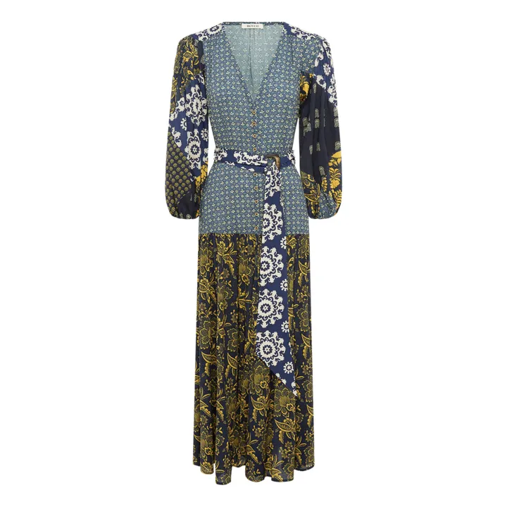 Boteh Robe Longue Florimonde Patchwork | Bleu foncé