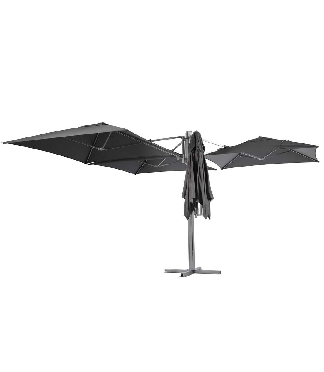 Parasol carré design 4 Toiles Setiri - L. 415 x l. 415 cm - Gris ardoise
