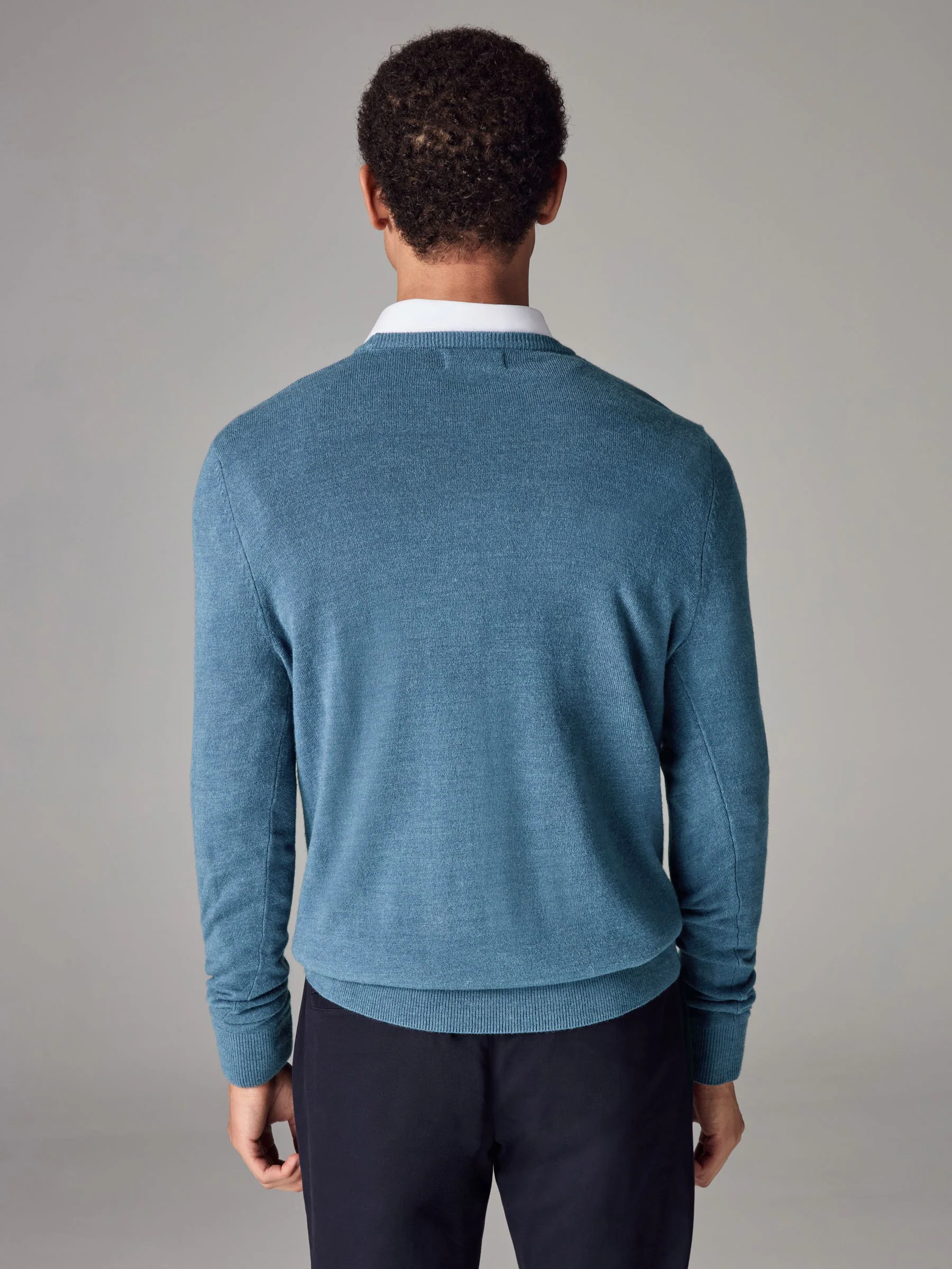 Blauw - Regular Fit Soft Touch Crew Neck Jumper