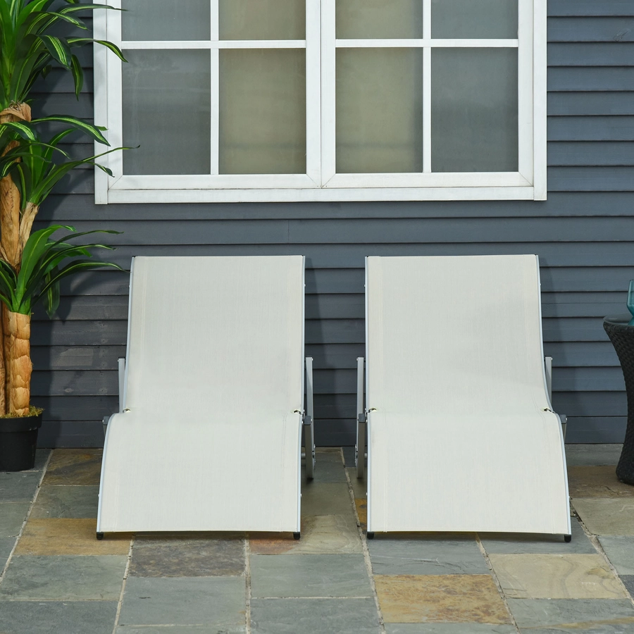 Outsunny Gartenliegen 2er Set beige