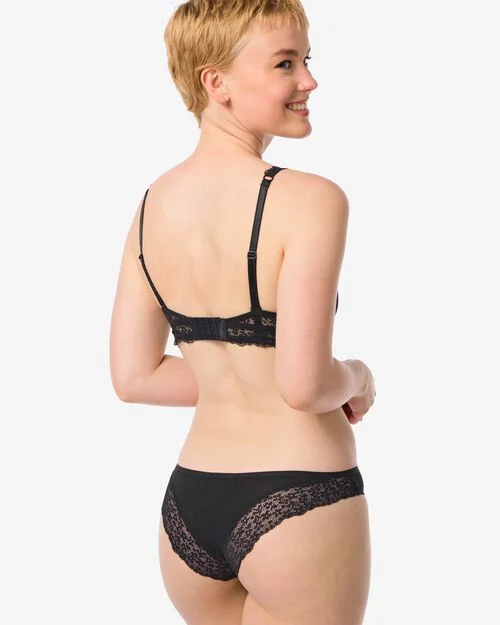 slip brésilien femme coton avec dentelle noir