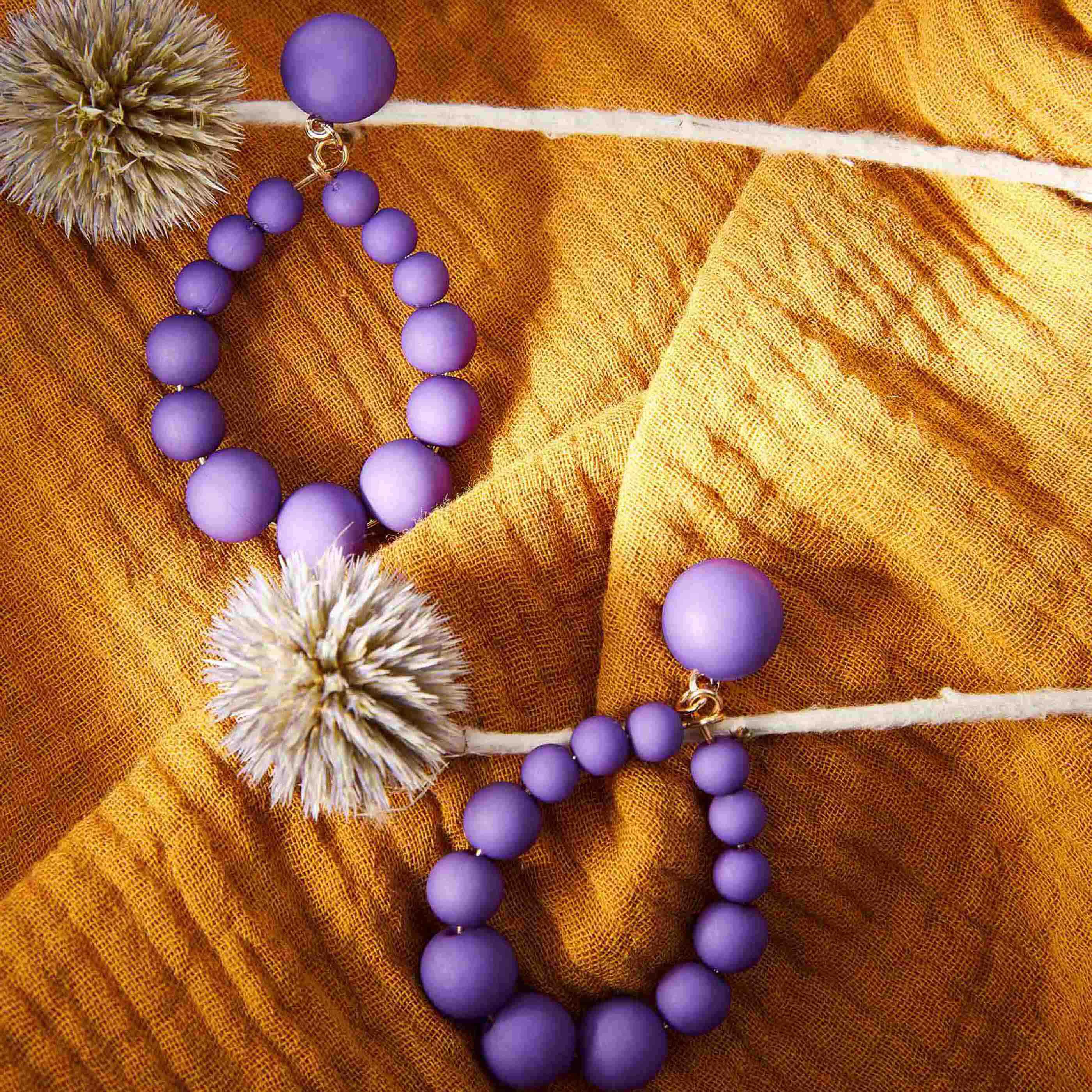 Boucles d'oreilles boules violettes - BIJOUX