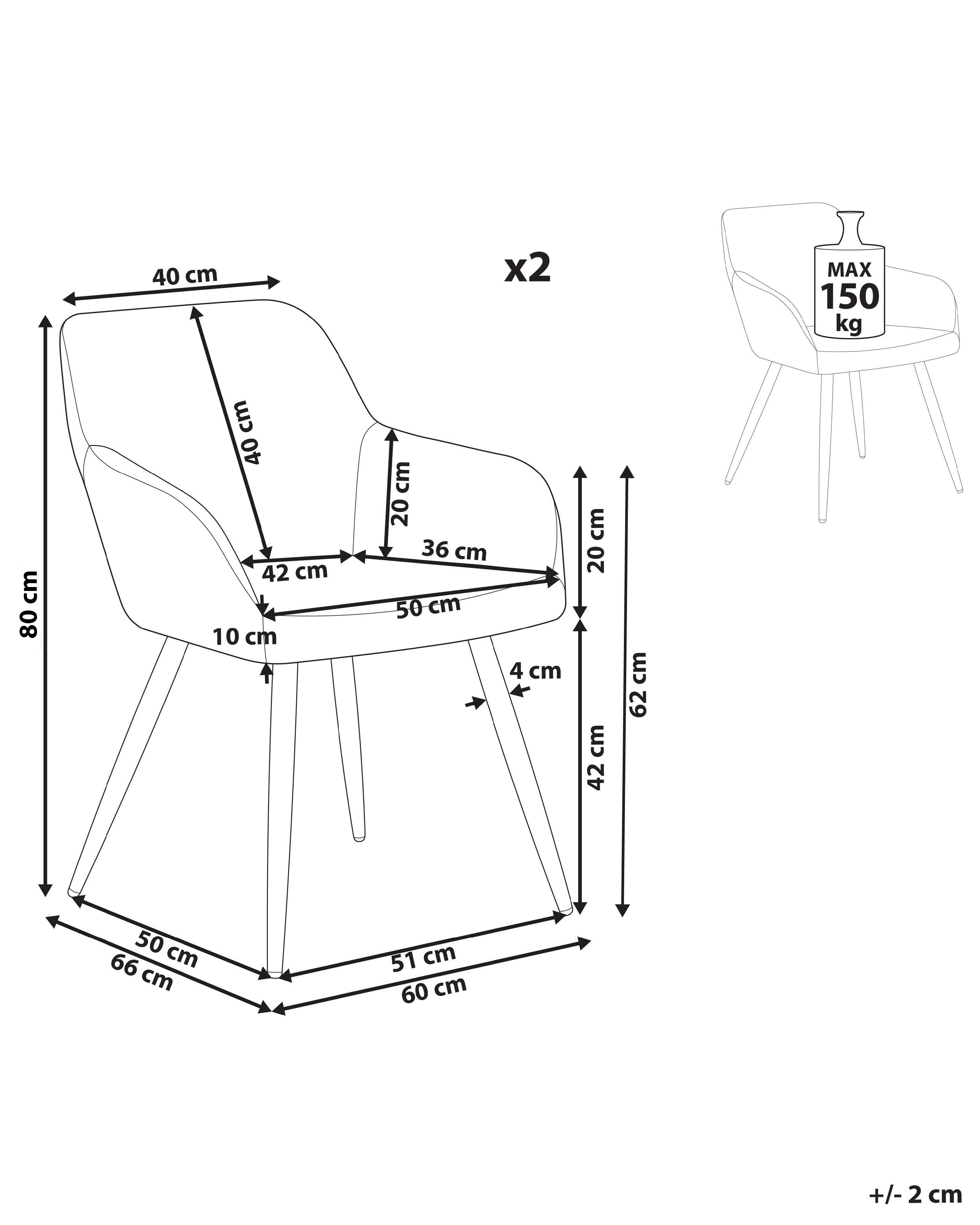 Set van 2 eetkamerstoelen CASMALIA Fluweel Donkergroen