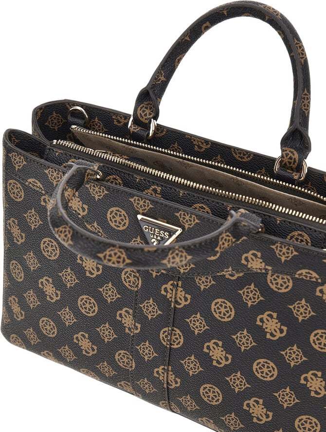GUESS DORYS LUXURY SATCHEL Mocha logo