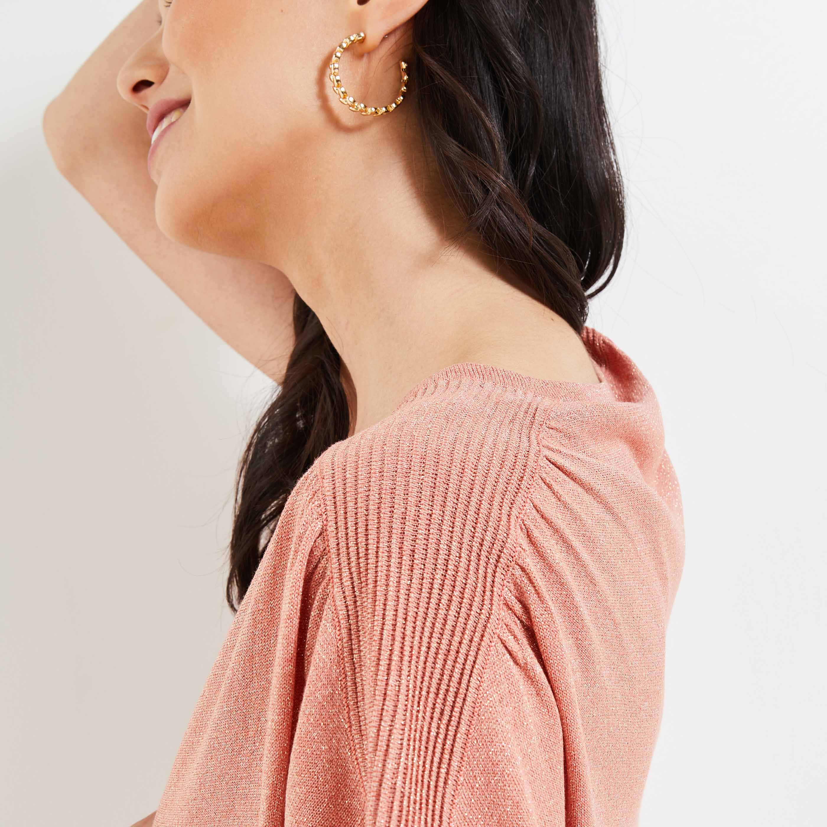 T-shirt lurex femme - ROSE
