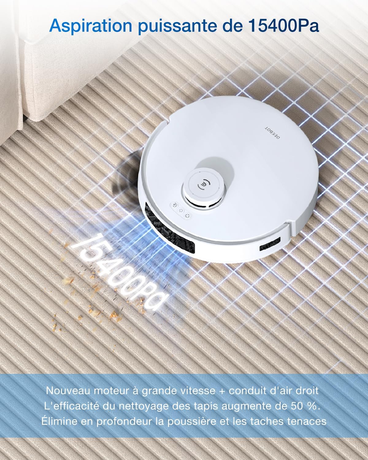 ECOVACS DEEBOT T30C Pro Omni GEN 2 Robot Aspirateur Laveur avec Station Omni,15400Pa Aspiration, Brosse ZeroTangle 2.0, Nettoyage TruEdge, Auto-Vidange,Séchage 45°C, 200min Autonomie, Assistant YIKO
