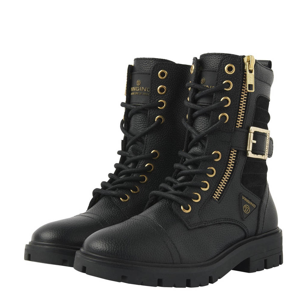 Vingino Brittleren veterboots zwart