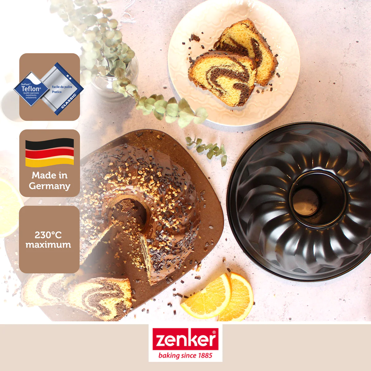 Moule à kouglofs 25 cm et moule à savarin 28 cm Zenker Black Metallic