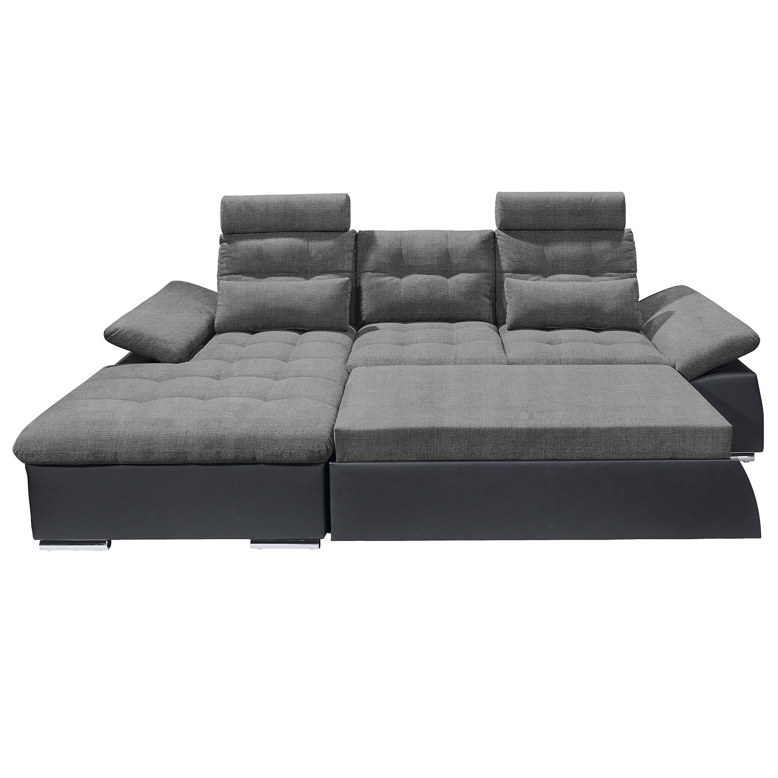 Ecksofa - schwarz-lawa - Liegefunktion - Recamiere links
