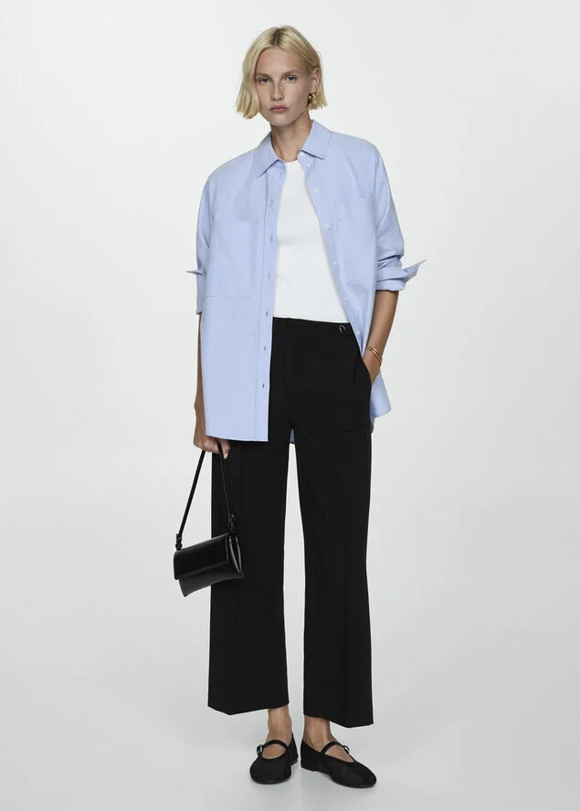 MANGO Buttons straight-fit trousers Black