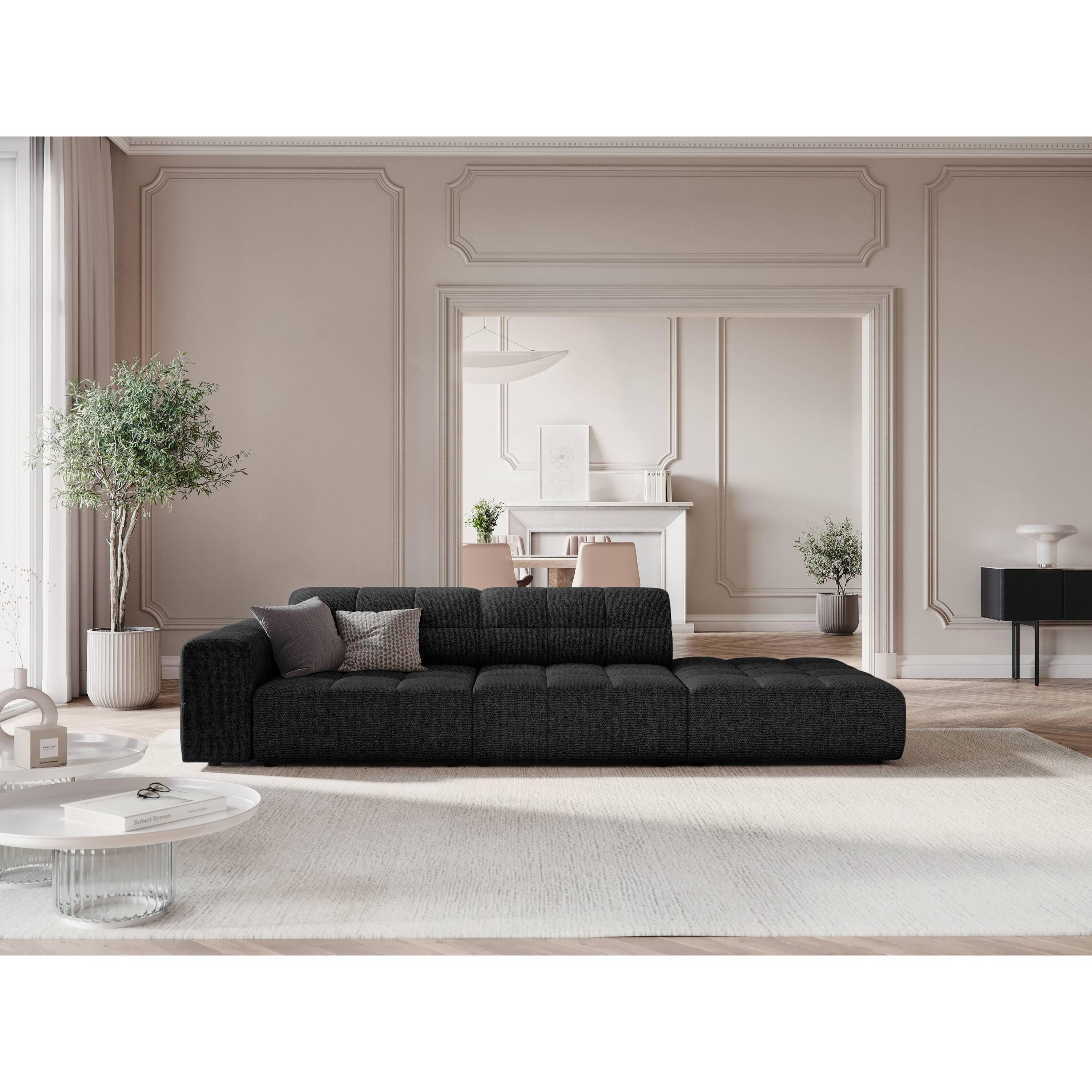 Cosmopolitan Design Chicago 4-zitsbank Rechts Open - Chenille - Zwart