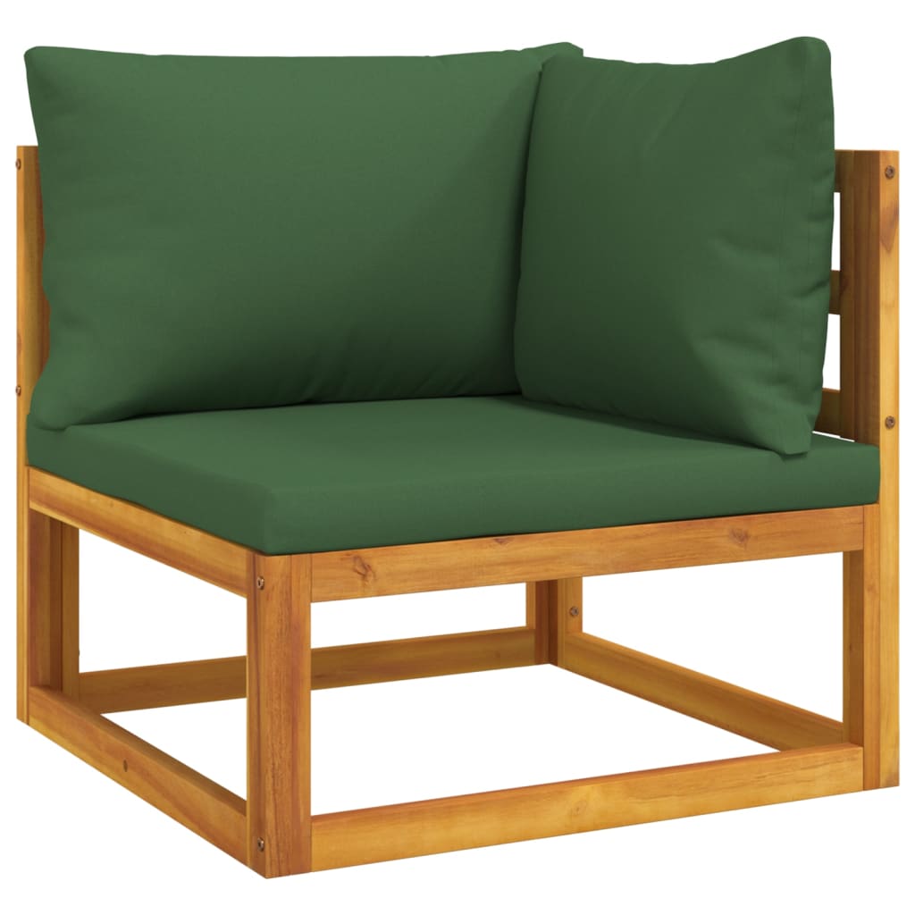 Salon de jardin meuble d'extérieur ensemble de mobilier 6 pièces avec coussins vert bois massif