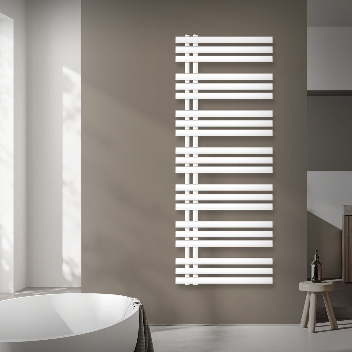 ECD Germany Iron EM Design Elektrische Badkamerradiator met Verwarmingselement 1200 W - 600 x 1600 mm - Wit - Designradiator Paneelradiator Handdoekwarmer Handdoekdroger
