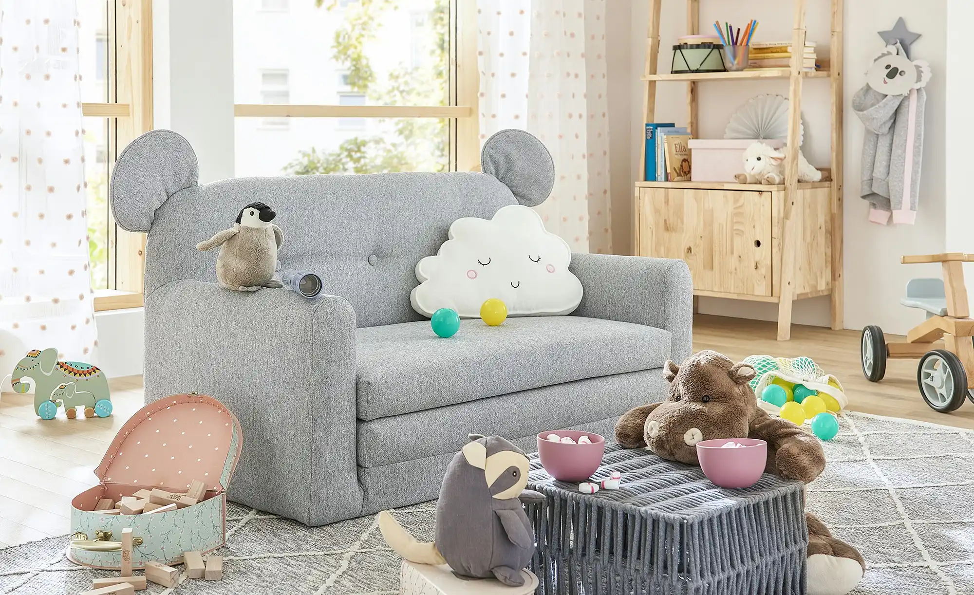 Kinderschlafsofa mit Ohren Puschel