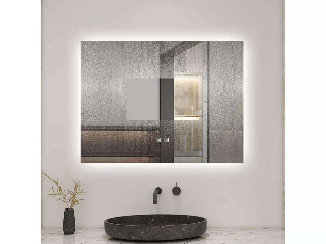 AICA LED Miroir lumineux 80x60cm 3 couleurs + anti-buée + dimmable + mémoire miroir salle de bain
