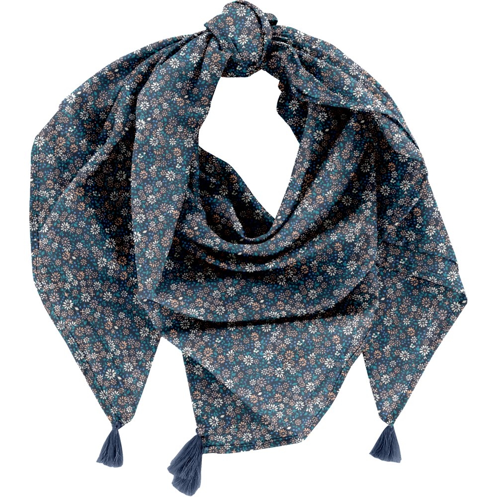 Foulard Pompon Paquerette Marine