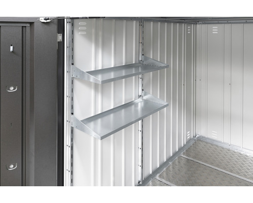 Biohort MiniGarage stellingset, maat L, met 2 stalen legplanken en legplankdragers, 77 x 26,8 cm, verzinkt.